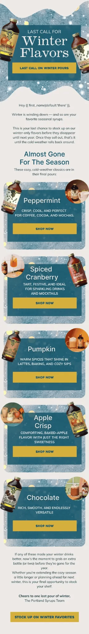 Portland Syrups email campaign design