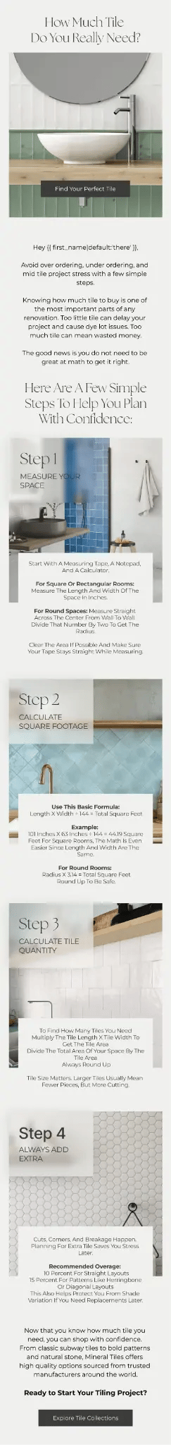 Mineral Tiles email marketing design
