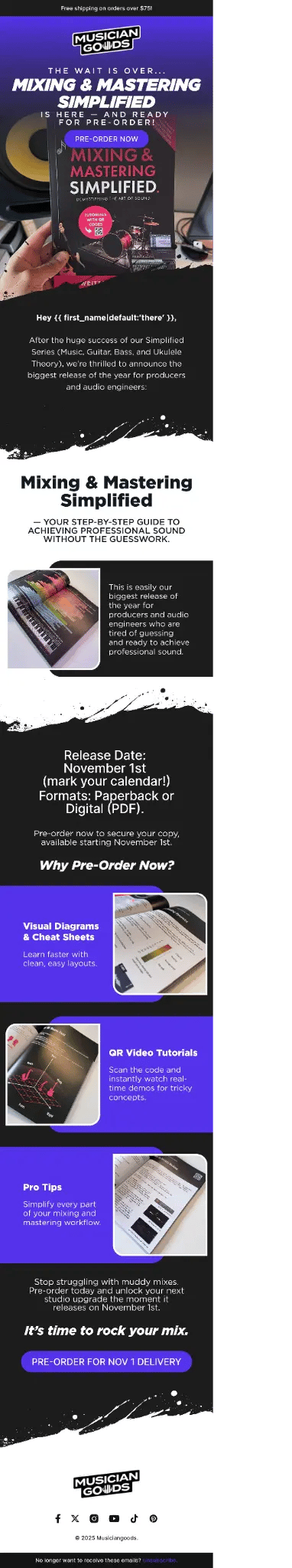 Musician Goods email campaign design